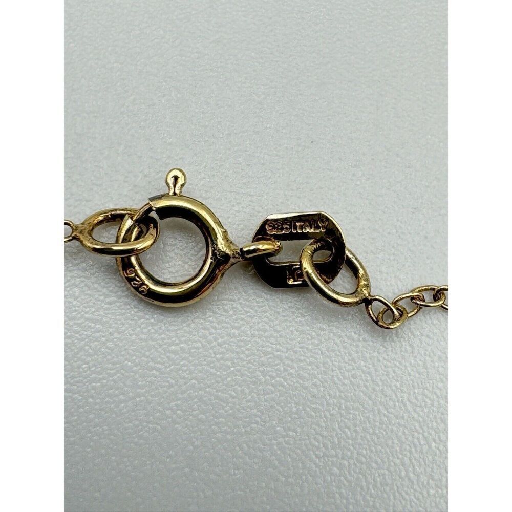 Vermeil 925 Sterling‎ Silver Heart Pendant 5 Prong Set Natural Stone 18” Chain - Picture 5 of 7